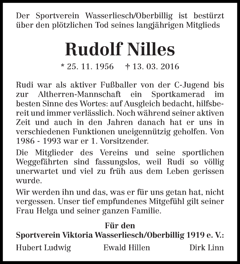  Traueranzeige für Rudolf Nilles vom 18.03.2016 aus trierischer_volksfreund