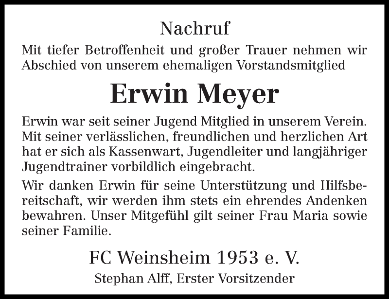  Traueranzeige für Erwin Meyer vom 23.03.2016 aus trierischer_volksfreund