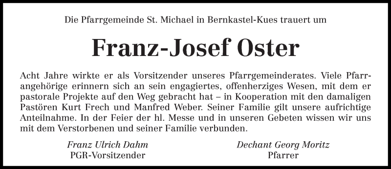  Traueranzeige für Franz-Josef Oster vom 06.04.2016 aus trierischer_volksfreund
