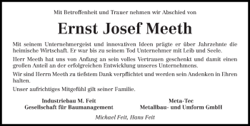 Traueranzeige von Ernst-Josef Meeth von trierischer_volksfreund