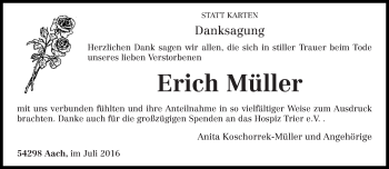 Traueranzeige von Erich Müller von trierischer_volksfreund