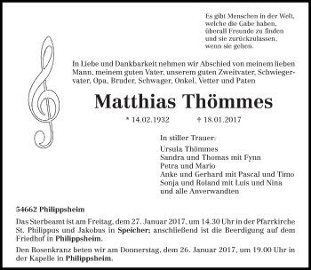 Traueranzeige von Matthias Thömmes von trierischer_volksfreund