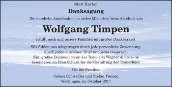 Traueranzeige von Wolfgang Timpen von trierischer_volksfreund