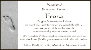 Traueranzeige von Franz-Josef Feldmann von trierischer_volksfreund