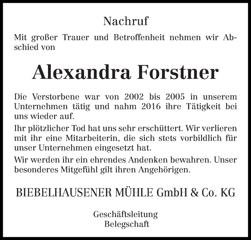  Traueranzeige für Alexandra Forstner vom 07.12.2017 aus trierischer_volksfreund