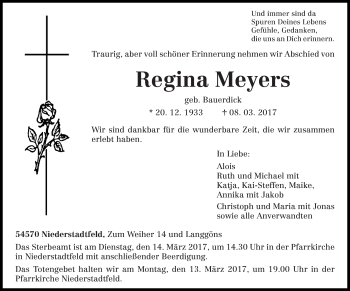 Traueranzeige von Regina Meyers von trierischer_volksfreund