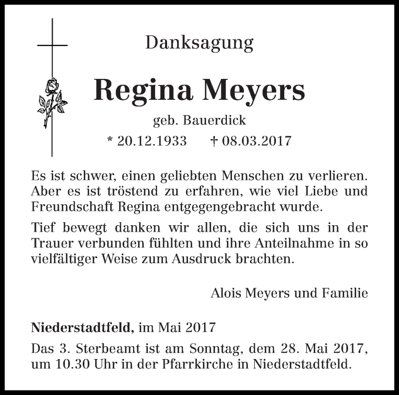  Traueranzeige für Regina Meyers vom 13.05.2017 aus trierischer_volksfreund