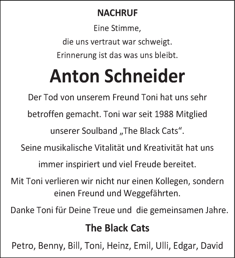  Traueranzeige für Anton Schneider vom 24.06.2017 aus trierischer_volksfreund