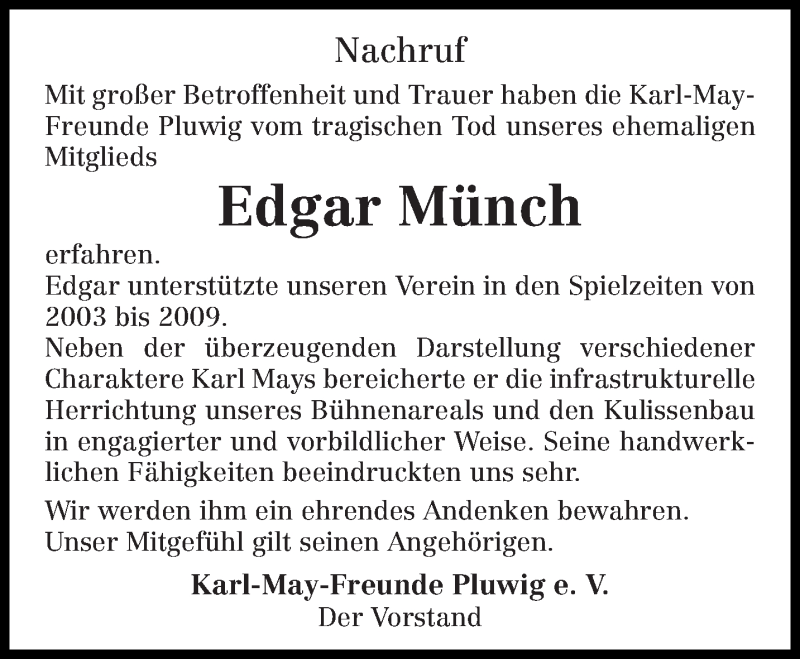  Traueranzeige für Edgar Münch vom 16.06.2017 aus trierischer_volksfreund