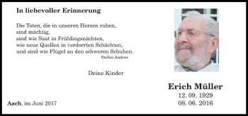 Traueranzeige von Erich Müller von trierischer_volksfreund