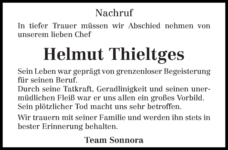  Traueranzeige für Helmut Thieltges vom 29.07.2017 aus trierischer_volksfreund