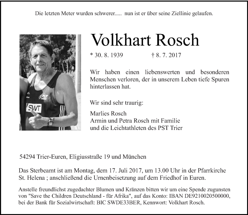  Traueranzeige für Volkhart Rosch vom 12.07.2017 aus trierischer_volksfreund