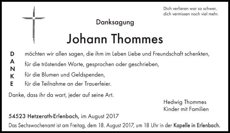  Traueranzeige für Johann Thommes vom 12.08.2017 aus trierischer_volksfreund