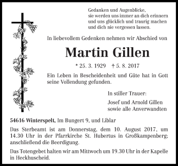 Traueranzeige von Martin Gillen von trierischer_volksfreund