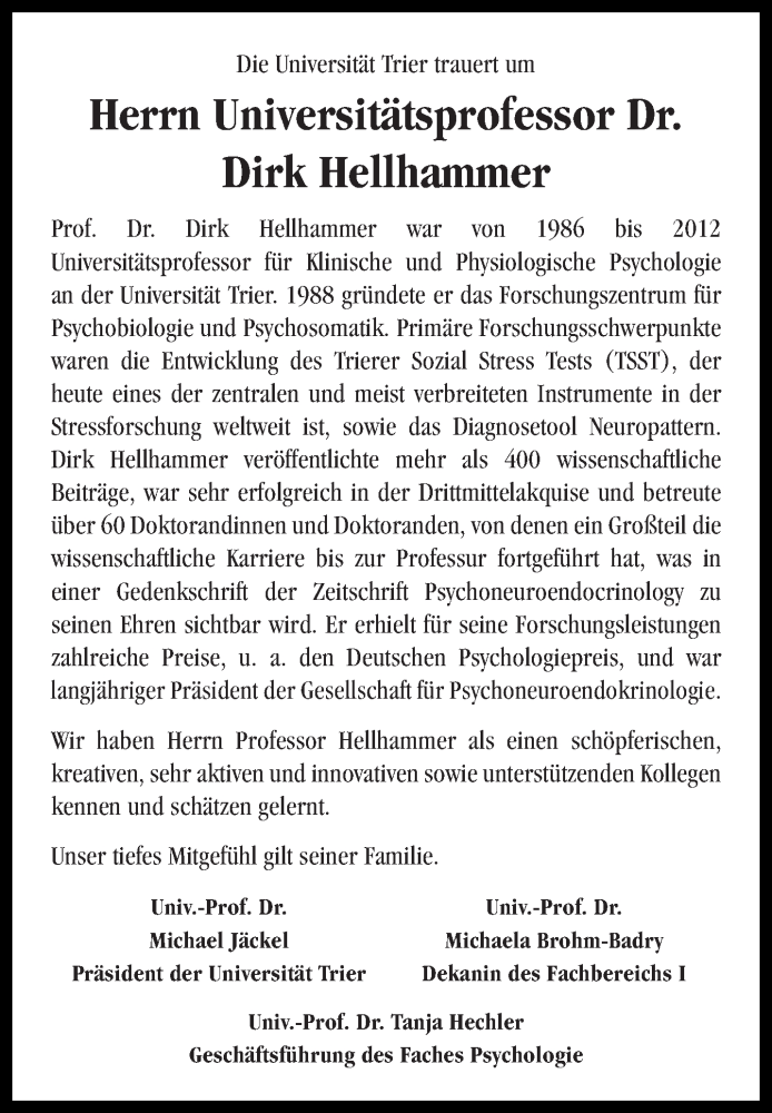  Traueranzeige für Dirk Hellhammer vom 08.12.2018 aus trierischer_volksfreund