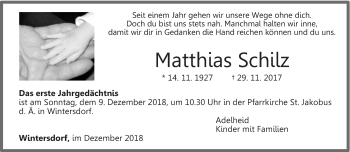 Traueranzeige von Matthias Schilz von trierischer_volksfreund