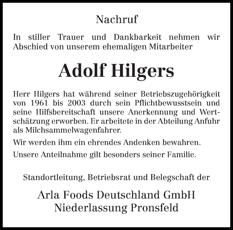  Traueranzeige für Adolf Hilgers vom 08.02.2018 aus trierischer_volksfreund
