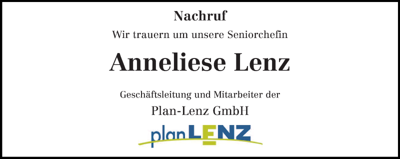 Traueranzeige für Anneliese Lenz vom 03.02.2018 aus trierischer_volksfreund