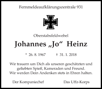 Traueranzeige von Johannes Heinz von trierischer_volksfreund
