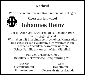 Traueranzeige von Johannes Heinz von trierischer_volksfreund