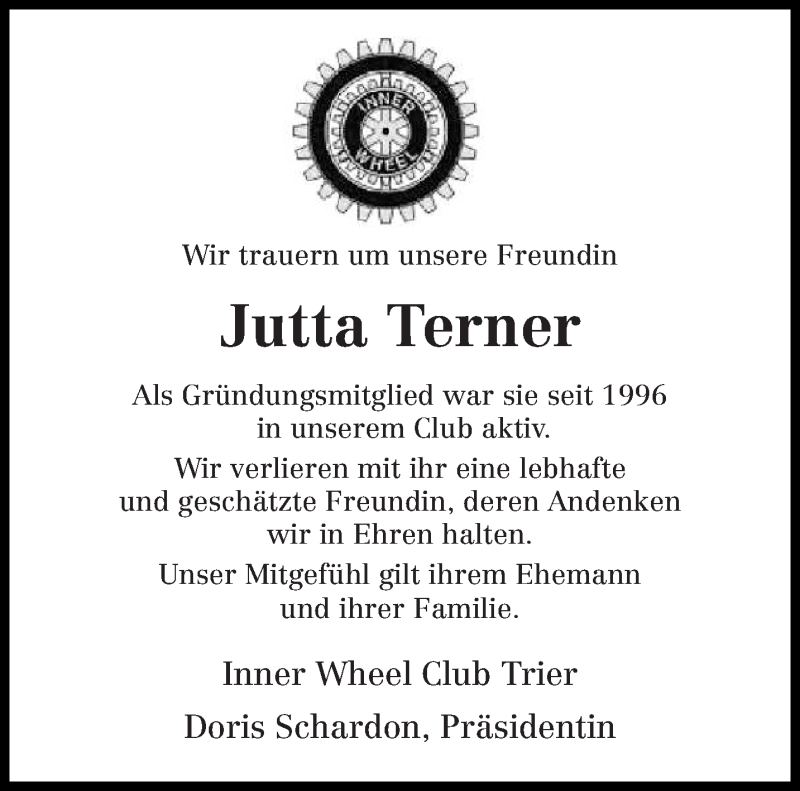  Traueranzeige für Jutta Terner vom 10.02.2018 aus trierischer_volksfreund