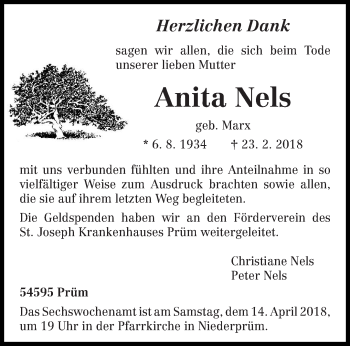 Traueranzeige von Anita Nels von trierischer_volksfreund
