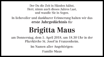 Traueranzeige von Brigitta Maus von trierischer_volksfreund