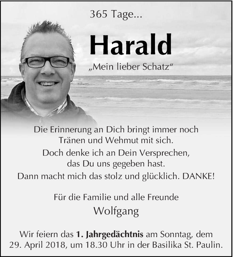  Traueranzeige für Harald Becker vom 21.04.2018 aus trierischer_volksfreund