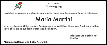 Traueranzeige von Maria Martini von trierischer_volksfreund