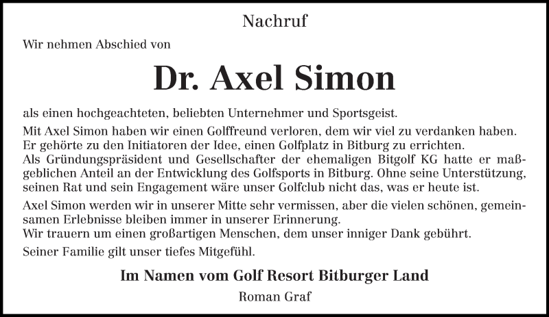  Traueranzeige für Axel Simon vom 02.05.2018 aus trierischer_volksfreund