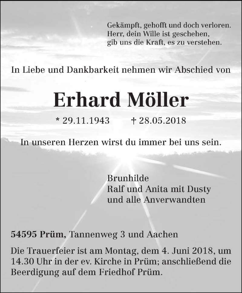  Traueranzeige für Erhard Möller vom 30.05.2018 aus trierischer_volksfreund