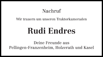 Traueranzeige von Rudi Endres von trierischer_volksfreund