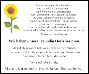 Traueranzeige von Doris Franzen-Dahnke von trierischer_volksfreund