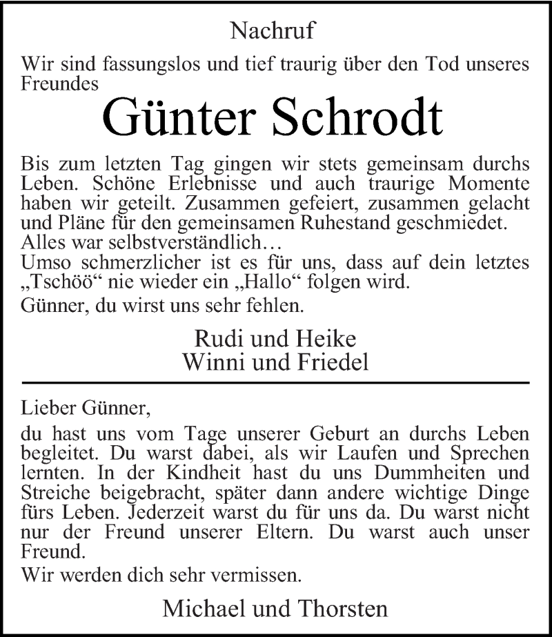 Traueranzeige für Günter Schrodt vom 16.07.2018 aus trierischer_volksfreund