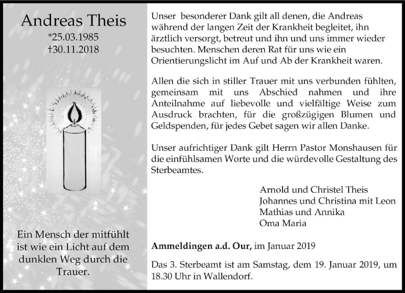  Traueranzeige für Andreas Theis vom 12.01.2019 aus trierischer_volksfreund