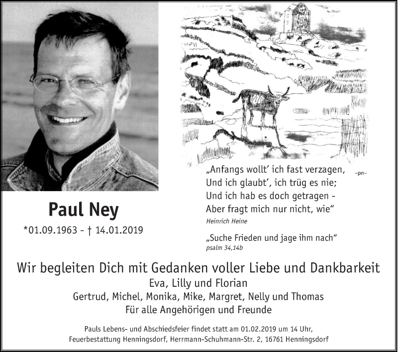  Traueranzeige für Paul Ney vom 22.01.2019 aus trierischer_volksfreund