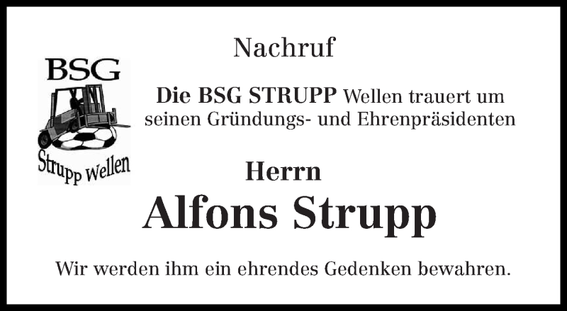  Traueranzeige für Alfons Strupp vom 08.10.2019 aus trierischer_volksfreund