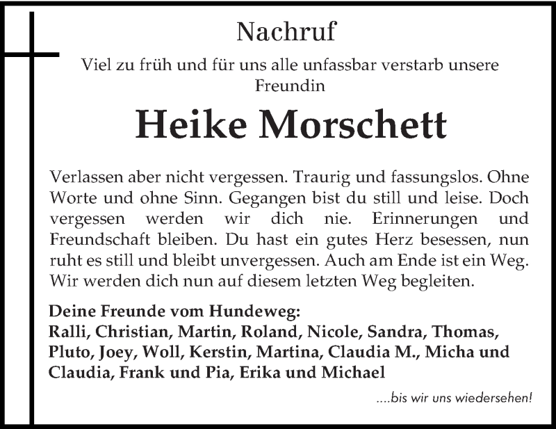  Traueranzeige für Heike Morschett vom 02.10.2019 aus trierischer_volksfreund