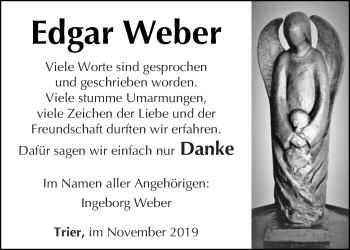 Traueranzeige von Edgar Weber von trierischer_volksfreund