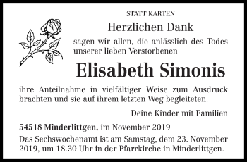 Traueranzeige von Elisabeth Simonis von trierischer_volksfreund