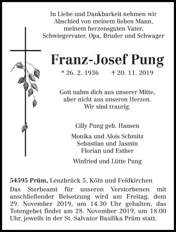 Traueranzeige von Franz-Josef Pung von trierischer_volksfreund