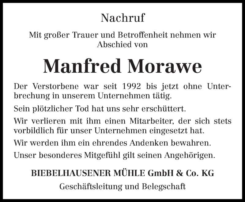  Traueranzeige für Manfred Morawe vom 28.12.2019 aus trierischer_volksfreund