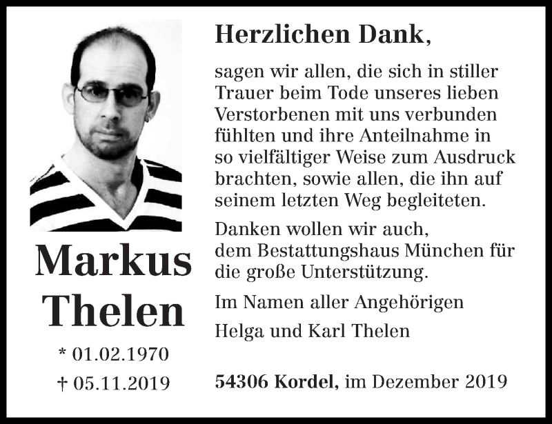  Traueranzeige für Markus Thelen vom 05.12.2019 aus trierischer_volksfreund