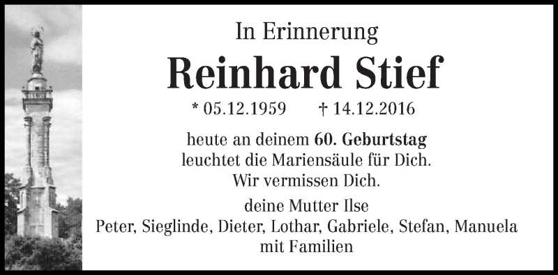  Traueranzeige für Reinhard Stief vom 05.12.2019 aus trierischer_volksfreund