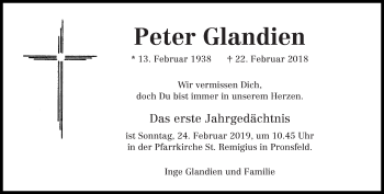 Traueranzeige von Peter Glandien von trierischer_volksfreund