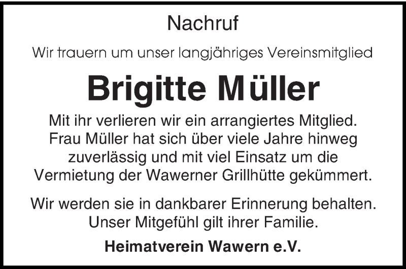  Traueranzeige für Brigitte Müller vom 15.03.2019 aus trierischer_volksfreund