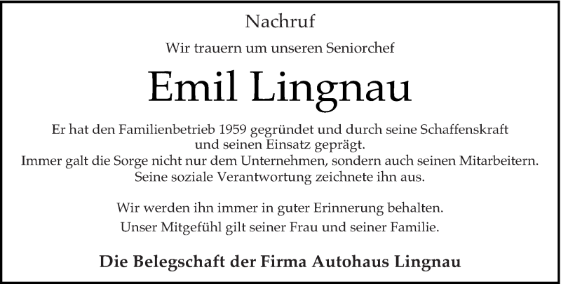  Traueranzeige für Emil Lingnau vom 26.03.2019 aus trierischer_volksfreund