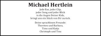 Traueranzeige von Michael Hertlein von trierischer_volksfreund