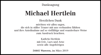 Traueranzeige von Michael Hertlein von trierischer_volksfreund