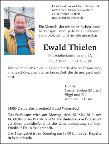 Traueranzeige von Ewald Thielen von trierischer_volksfreund